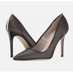 NIB SJP by Sarah J Parker Fawn Fishnet Black Mesh Glow Pumps EU 37.5 US 7 100mm